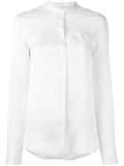 Dkny Contrast Stitch Shirt, Women's, Size: Xs, White, Silk/modal/spandex/elastane
