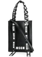 Msgm Branded Ribbons Tote Bag - Black