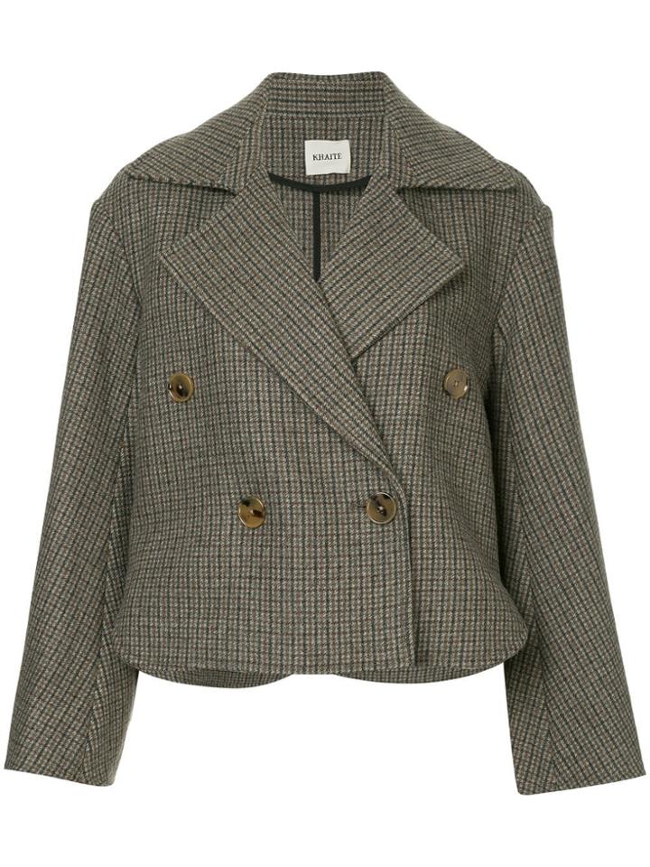 Khaite Checked Cropped Jacket - Brown