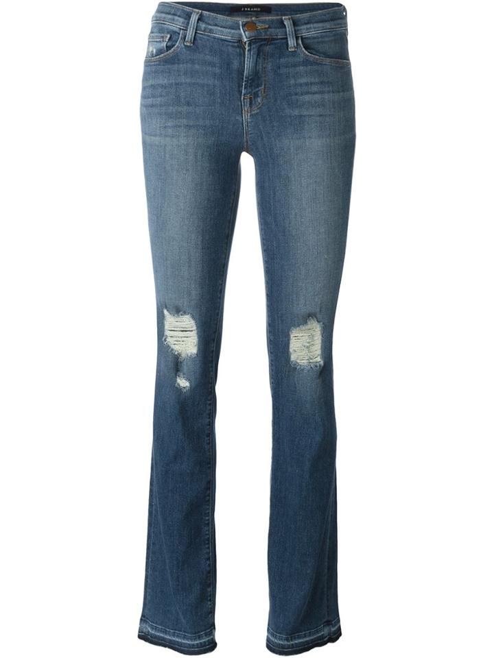 J Brand Distressed Bootcut Jeans - Blue