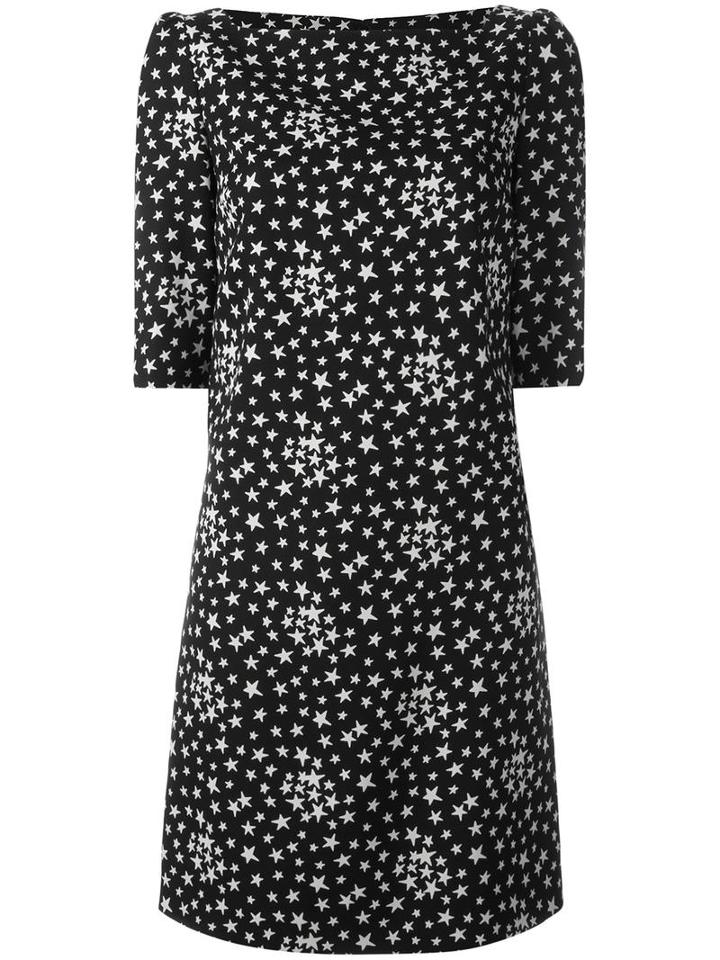 Saint Laurent Star Print Shift Dress, Women's, Size: 38, Black, Silk/viscose
