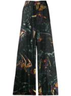 Romeo Gigli Pre-owned 1990's Heaven Print Wide-legged Trousers - Green