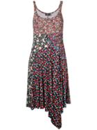 Goen.j Floral Asymmetric Hem Dress, Women's, Size: Large, Black, Cotton/rayon