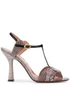 L'autre Chose T-bar Sandals - Grey