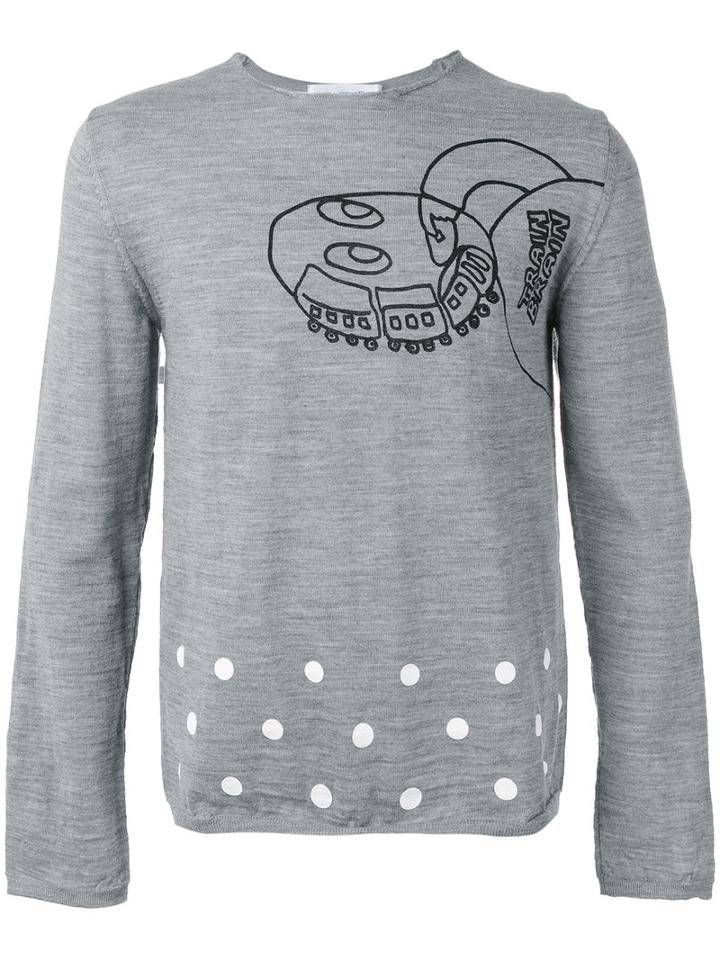 Comme Des Garçons Shirt - Robot Print Sweater - Men - Wool - S, Grey, Wool