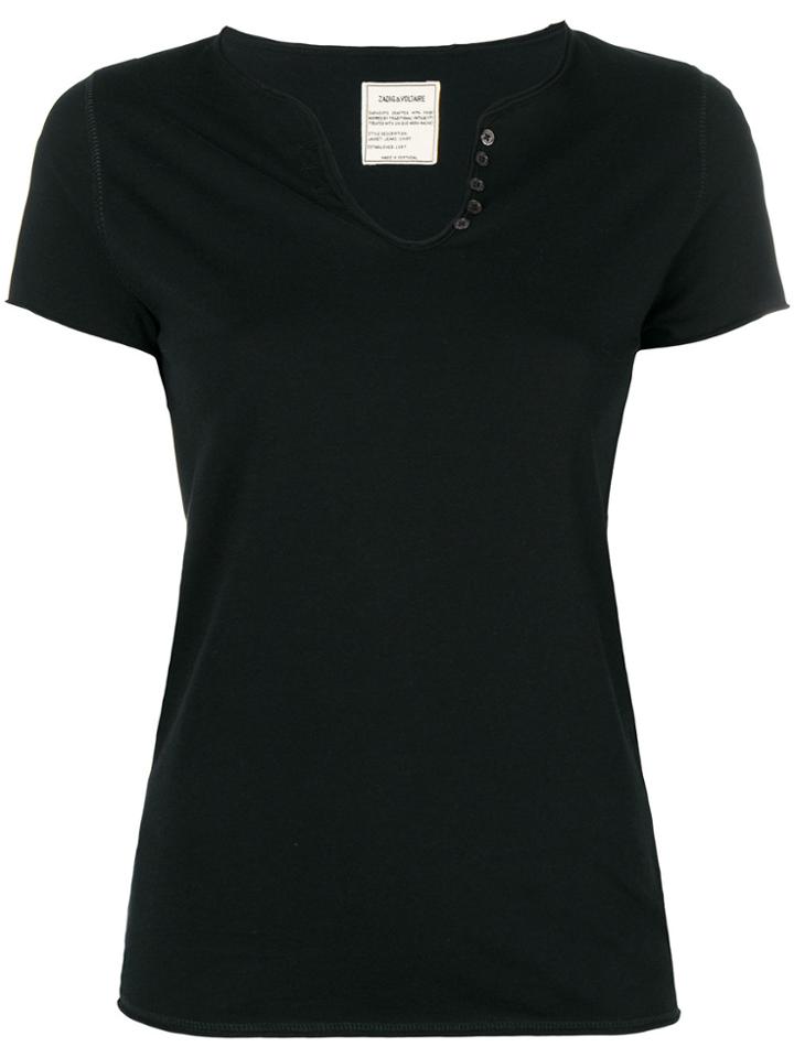 Zadig & Voltaire Shortsleeved Buttoned T-shirt - Black
