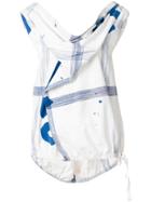 Issey Miyake Vintage Brush Print Cowl Neck Top - White