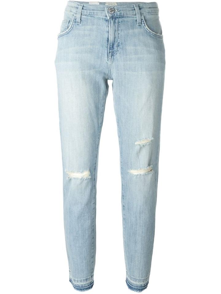 Current/elliott Distressed Cropped Jeans, Women's, Size: 29, Blue, Cotton/spandex/elastane
