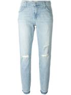 Current/elliott Distressed Cropped Jeans, Women's, Size: 29, Blue, Cotton/spandex/elastane