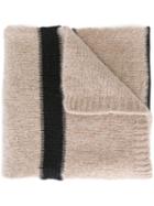 Brunello Cucinelli Striped Scarf, Women's, Nude/neutrals, Silk/polyamide/cashmere/virgin Wool
