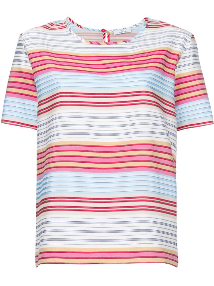 Ps By Paul Smith Striped Shortsleeved Blouse - Multicolour