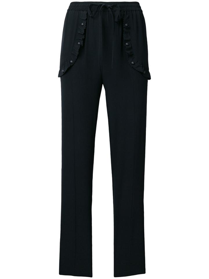 Red Valentino Studded Scallop Trim Trousers - Black