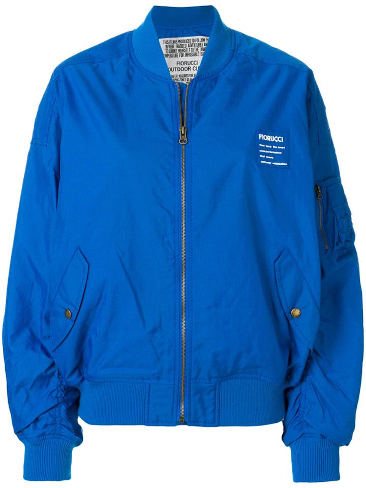 Fiorucci Logo Print Bomber Jacket - Blue