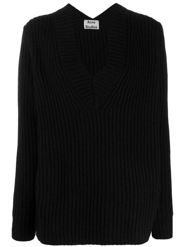 Acne Studios Boxy V-neck Sweater - Black