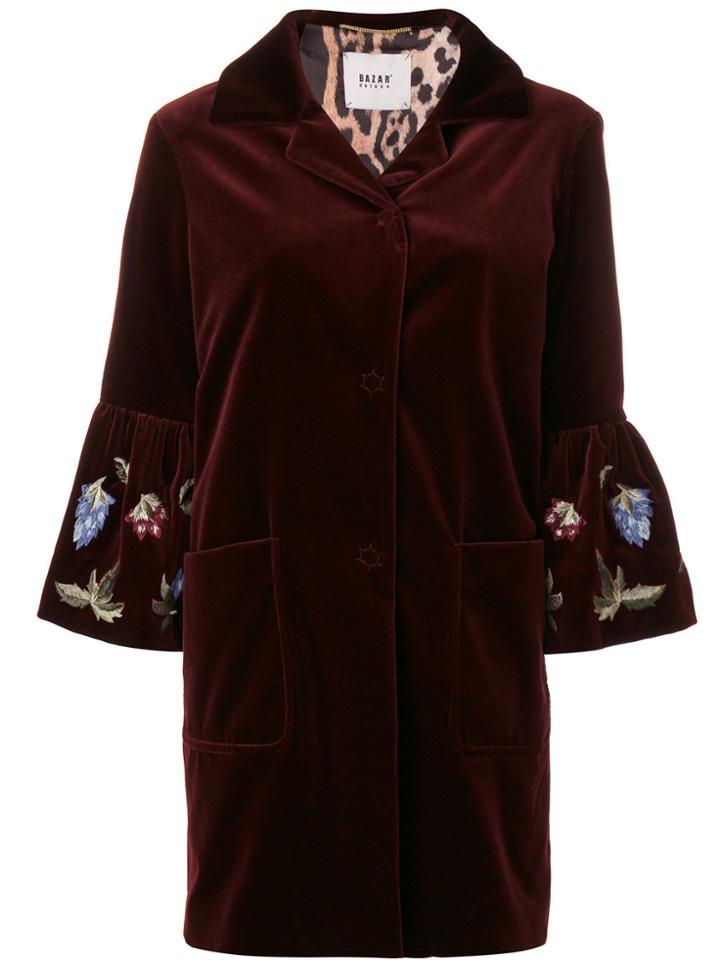 Bazar Deluxe Velvet Embroidered Sleeve Coat