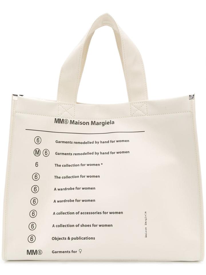 Mm6 Maison Margiela Classic Brand Shopper Bag - White