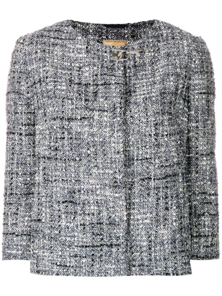 Fay Hook Fastening Tweed Jacket - Blue