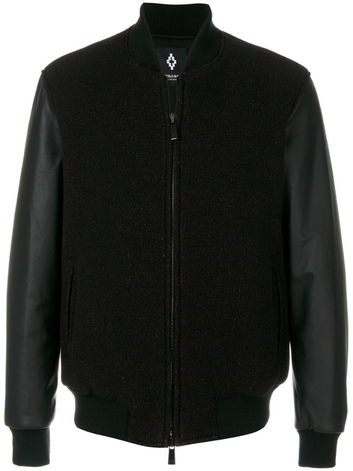 Marcelo Burlon County Of Milan Contrast-sleeve Varsity Jacket - Black