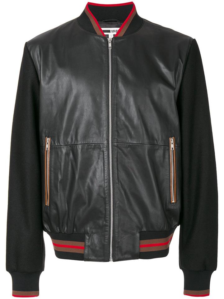 Mcq Alexander Mcqueen - Bomber Jacket - Men - Leather/acrylic/polyamide/wool - 46, Black, Leather/acrylic/polyamide/wool