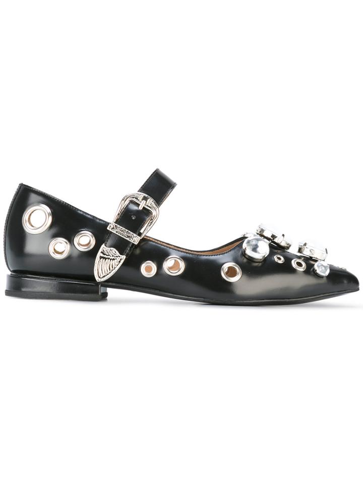 Toga Pulla Embellished Ballerinas - Black