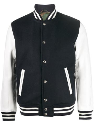 Sophnet. Classic Varsity Jacket, Men's, Size: Large, Blue, Wool/nylon/calf Leather/wool
