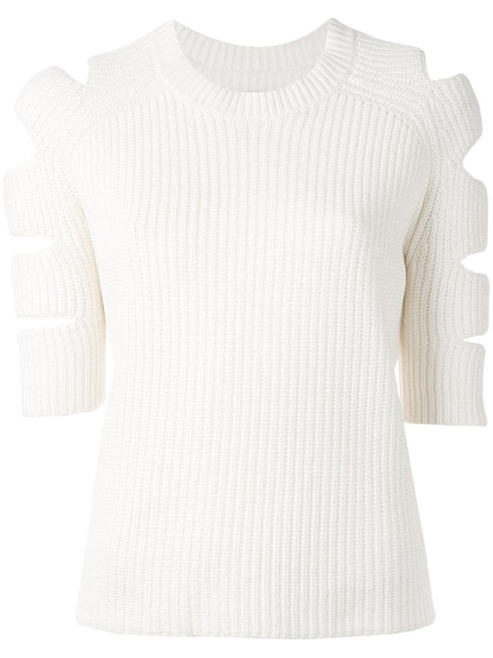 Zoe Jordan - 'nobel' Cold Shoulder Sweater - Women - Cashmere/wool - Xs, Women's, White, Cashmere/wool