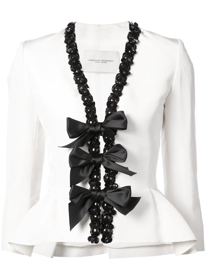 Carolina Herrera Embellished Trim Blazer - White