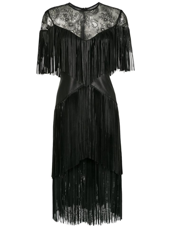 Nk Leather Fringed Dress - Black