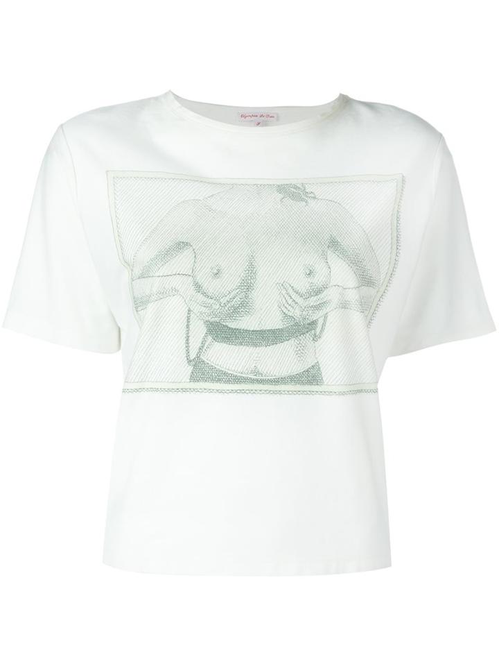 Olympia Le-tan Illustration Print T-shirt, Women's, Size: Small, White, Cotton