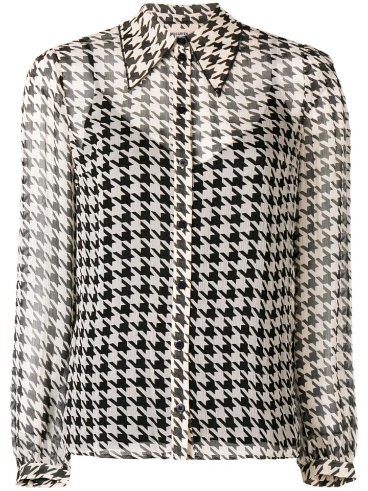 Baum Und Pferdgarten Houndstooth Printed Blouse - Nude & Neutrals