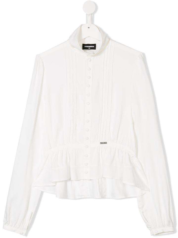 Dsquared2 Kids Ruffled Hem Blouse - White