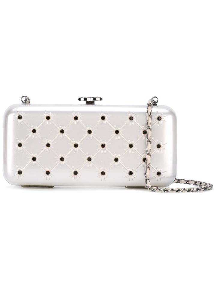 Chanel Vintage Crystal-encrusted Minaudiere - Grey