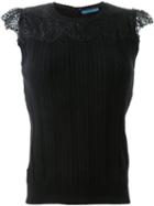 Guild Prime Cable Knit Lace Panel Tank Top, Women's, Size: 34, Black, Nylon/polyester/rayon
