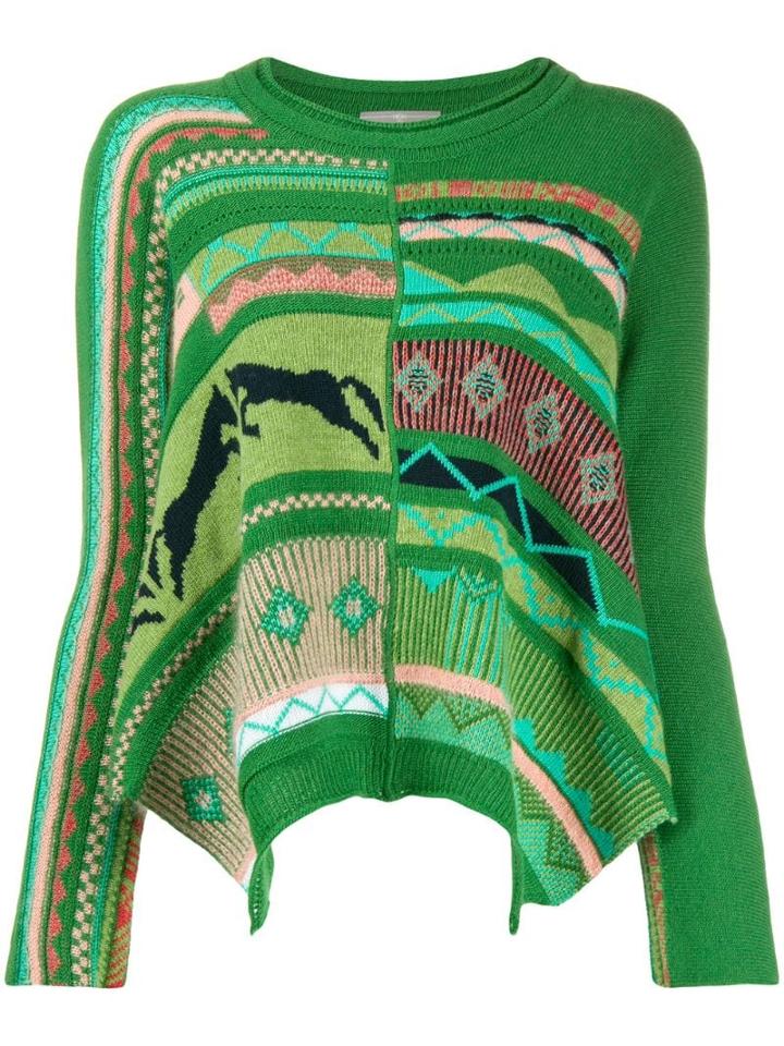 High By Claire Campbell Long Sleeve Patterned Jumper - Green
