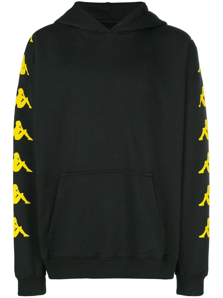 Paura Side Logo Print Hoodie - Black