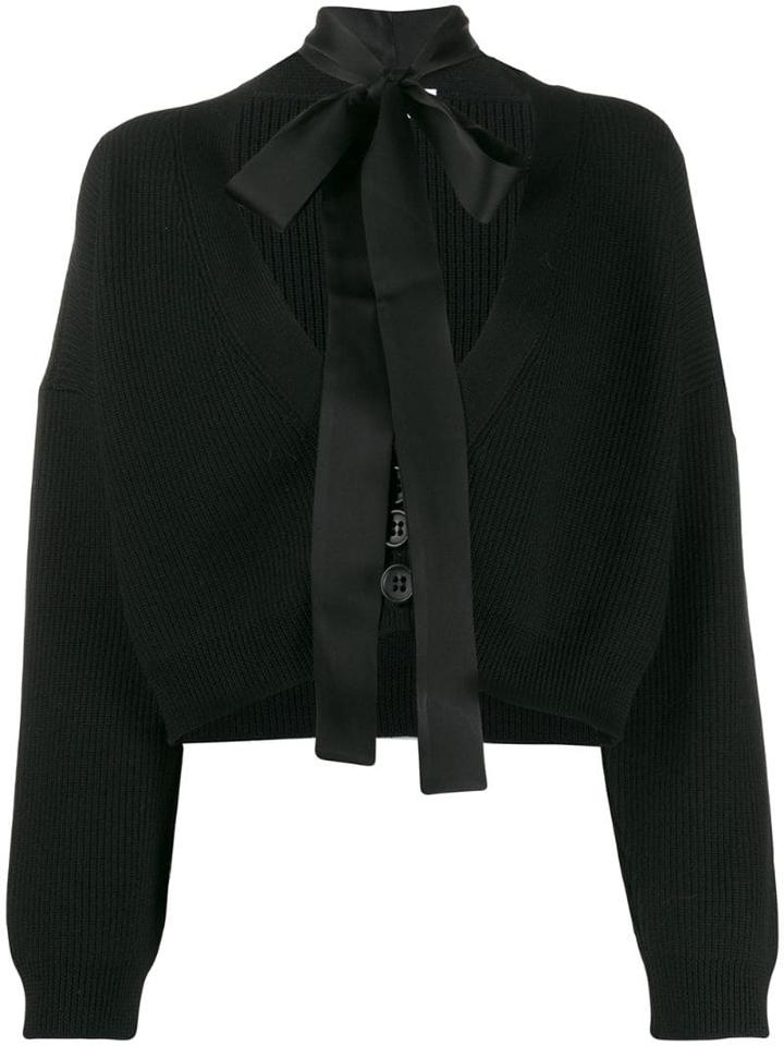 Red Valentino Cropped Tie Neck Cardigan - Black