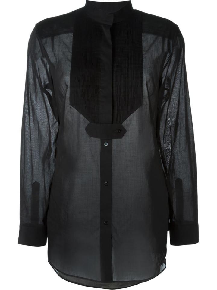 Bib Detail Blouse, Women's, Size: 42, Black, Cotton, Maison Margiela
