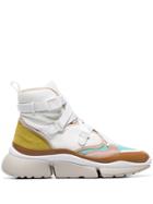 Chloé White Sonnie Leather High Tip Sneakers
