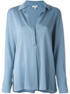 Vince Half Placket Shirt, Women's, Size: Xs, Blue, Silk/spandex/elastane