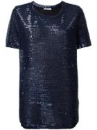 Dondup Sequin Embellished T-shirt, Women's, Size: Medium, Blue, Polyamide/polyester/spandex/elastane