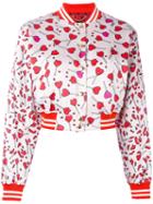 Diesel - Heart Print Bomber Jacket - Women - Cotton/acrylic/nylon - Xs, Women's, Pink/purple, Cotton/acrylic/nylon