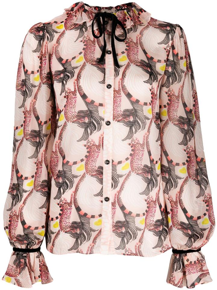 Temperley London Maggie Feather-print Shirt - Pink