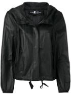 Luisa Cerano Hooded Leather Jacket - Black