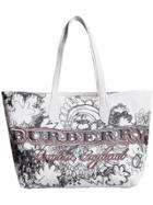 Burberry Large Reversible Doodle Print Tote - White