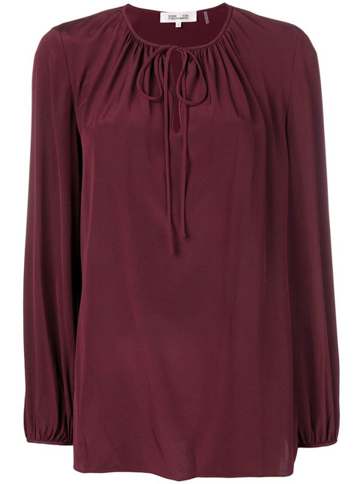 Dvf Diane Von Furstenberg L/s Key Hole Blouse - Red