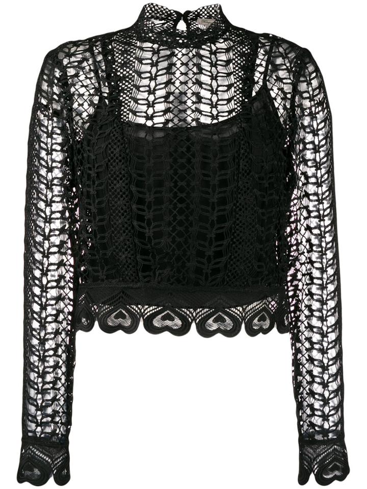 Temperley London Sunbird Heart-shaped Embroidery Blouse - Black