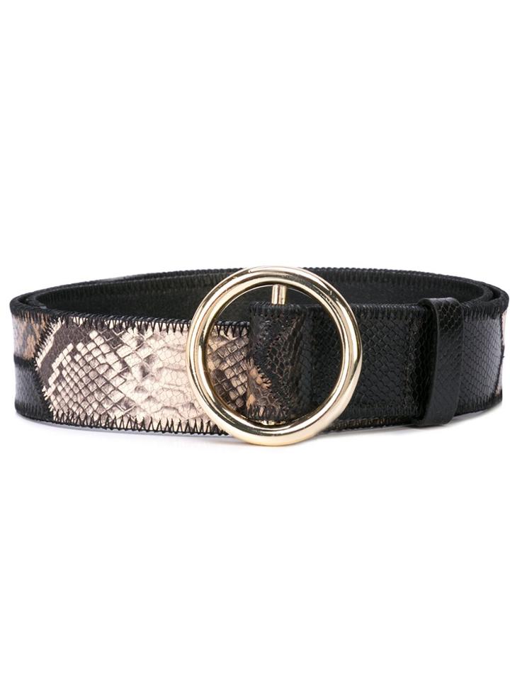 Frame Snakeskin Print Belt - Brown