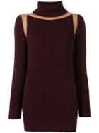 Victoria Beckham Contrast Panel Ribbed Jumper - Red