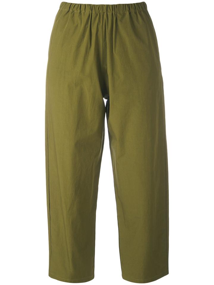 Apuntob - Cropped Trousers - Women - Cotton - 0, Green, Cotton
