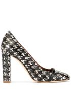 Malone Souliers Black Lorena Houndstooth Square Toe Pump 100mm